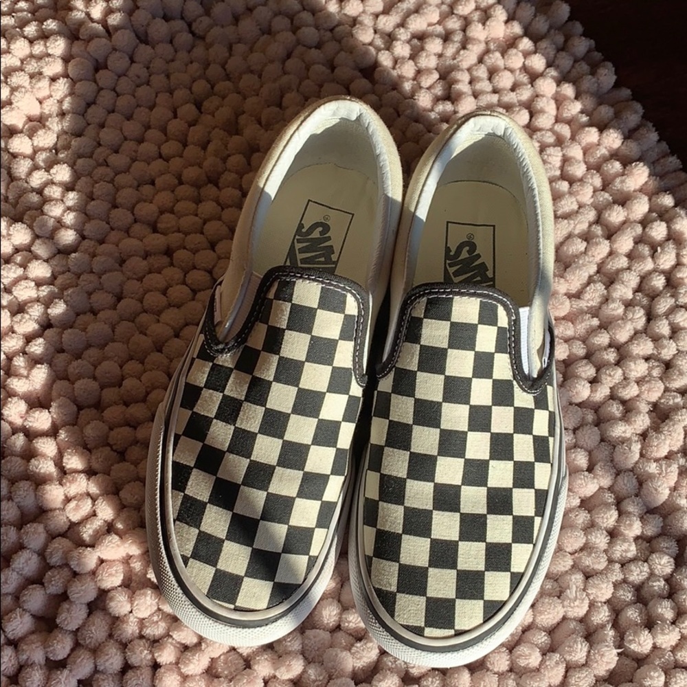 Slip on platform checkered vans